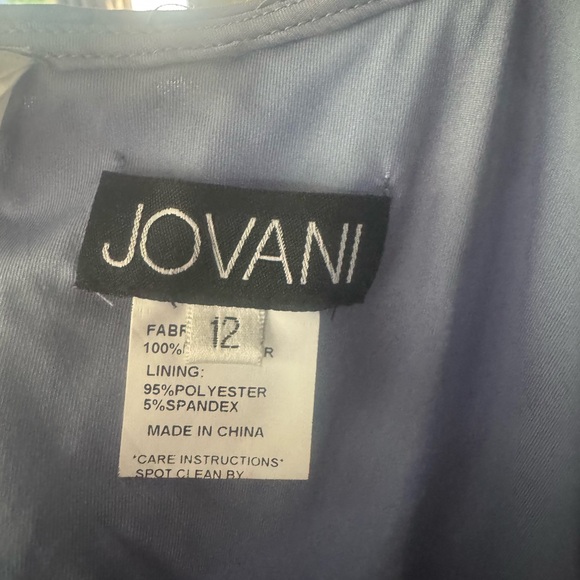 Jovani Blue and Gold Floral sequin Backless Dress - Picture 3 of 7